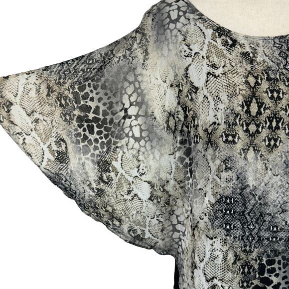 Alyx Medium Top Snake Print Cape Overlay Stretch Round Neck Sleeveless Multi New - Picture 3 of 10